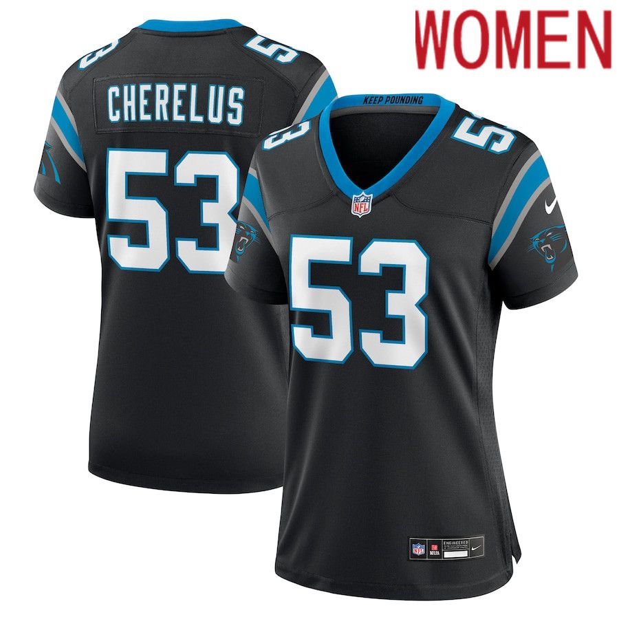 Women Carolina Panthers #53 Claudin Cherelus Nike Black Team Game NFL Jersey->women nfl jersey->Women Jersey